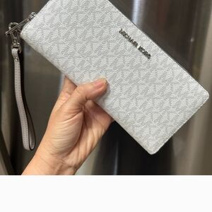 Michael Kors White Monogram Wristlet